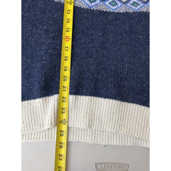 Nordic Scandi Lopapeysa Wool Blend Sweater L Chunky Knit Cottagecore Cozy - Picture 11 of 13